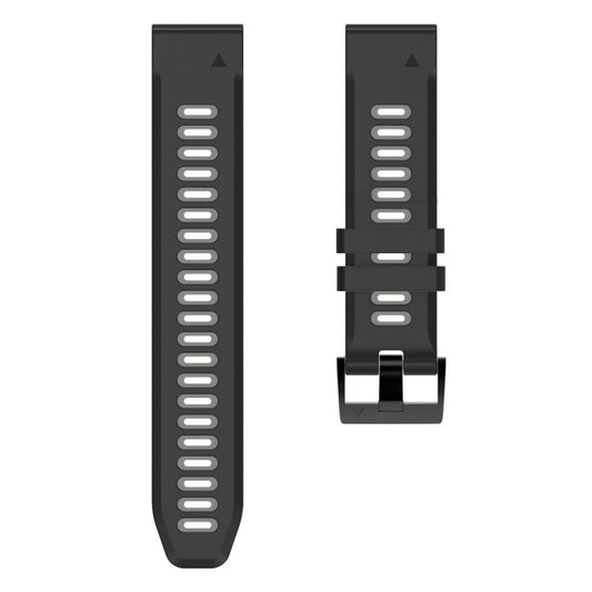 For Garmin Fenix 5X Plus 26mm Silicone Sports Two-Color Watch Band(Black+Grey) - Watch Bands by buy2fix | Online Shopping UK | buy2fix
