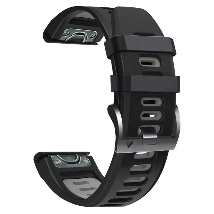 For Garmin Fenix 5X Plus 26mm Silicone Sports Two-Color Watch Band(Black+Grey) - Watch Bands by buy2fix | Online Shopping UK | buy2fix