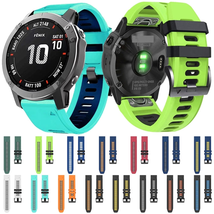 For Garmin Fenix 5X Plus 26mm Silicone Sports Two-Color Watch Band(Black+Orange) - Watch Bands by buy2fix | Online Shopping UK | buy2fix