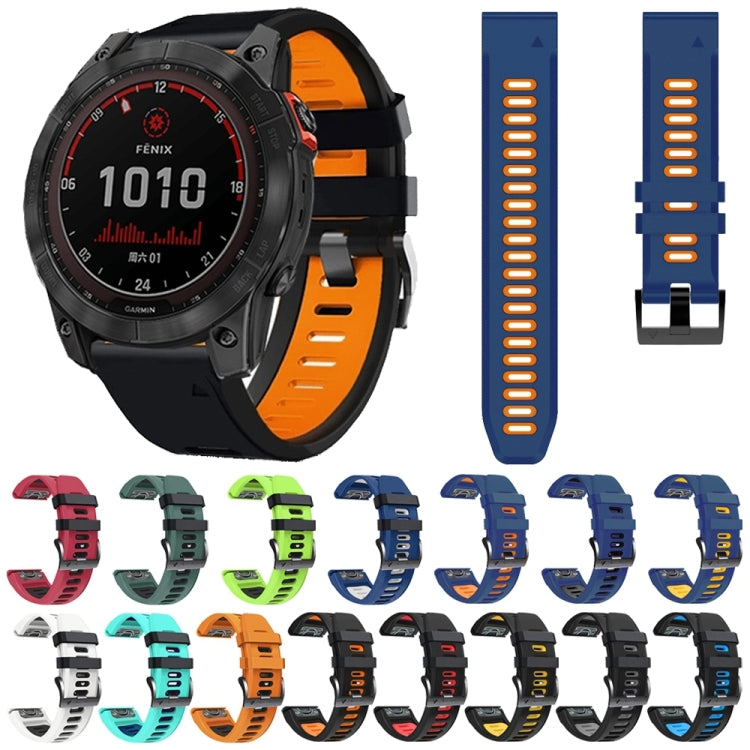 For Garmin Fenix 3 HR 26mm Silicone Sports Two-Color Watch Band(Black+Orange) - Watch Bands by buy2fix | Online Shopping UK | buy2fix