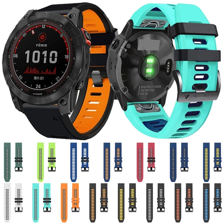 For Garmin Fenix 3 HR 26mm Silicone Sports Two-Color Watch Band(Black+Orange) - Watch Bands by buy2fix | Online Shopping UK | buy2fix
