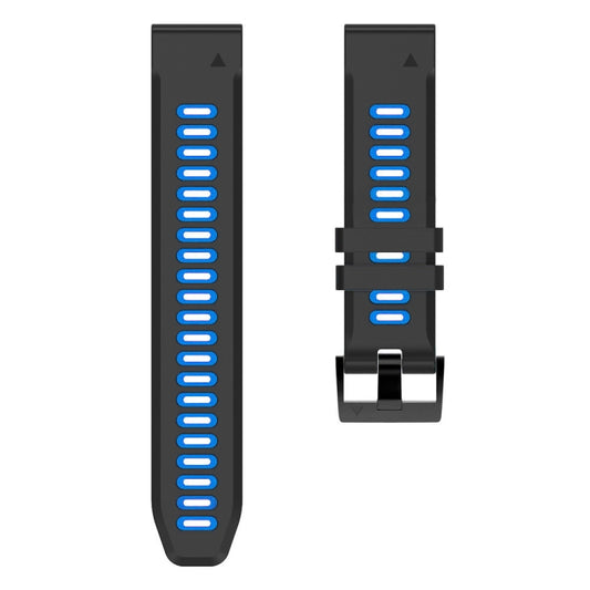 For Garmin Descent MK2 26mm Silicone Sports Two-Color Watch Band(Black+Sky Blue) - Watch Bands by buy2fix | Online Shopping UK | buy2fix