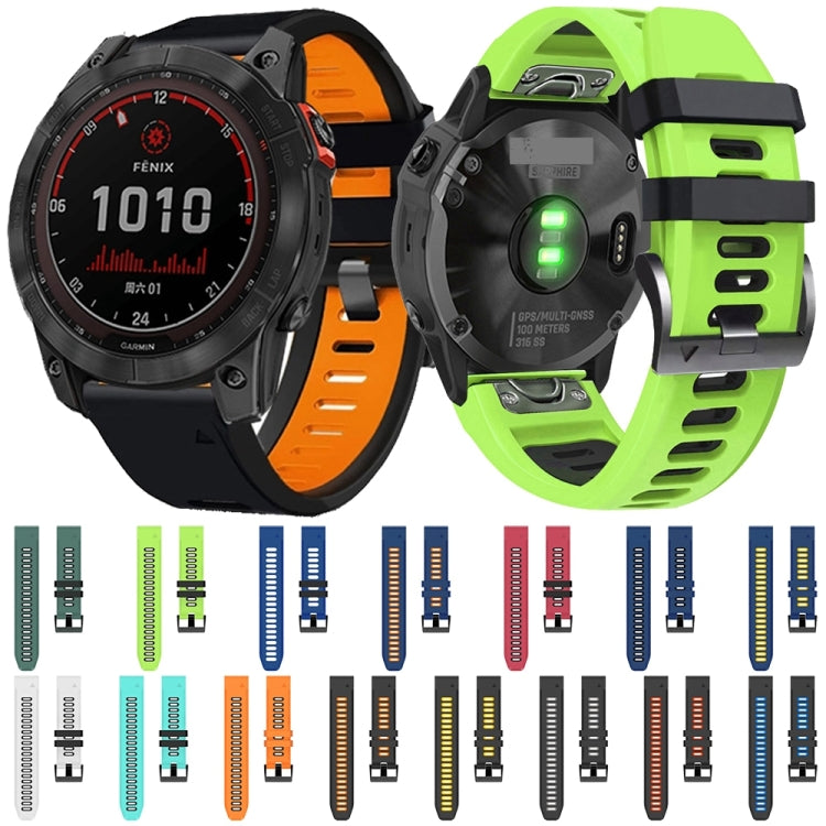 For Garmin Descent MK2 26mm Silicone Sports Two-Color Watch Band(Black+Sky Blue) - Watch Bands by buy2fix | Online Shopping UK | buy2fix