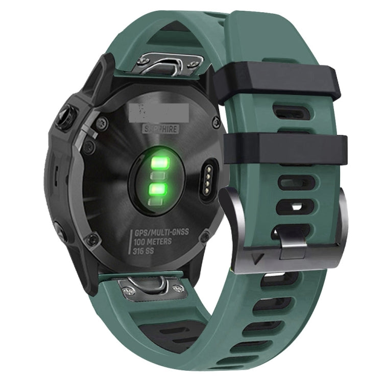 For Garmin Descent MK2i 26mm Silicone Sports Two-Color Watch Band(Amy Green+Black) - Watch Bands by buy2fix | Online Shopping UK | buy2fix