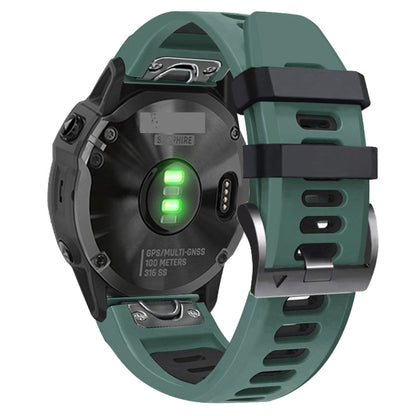 For Garmin Descent MK2i 26mm Silicone Sports Two-Color Watch Band(Amy Green+Black) - Watch Bands by buy2fix | Online Shopping UK | buy2fix