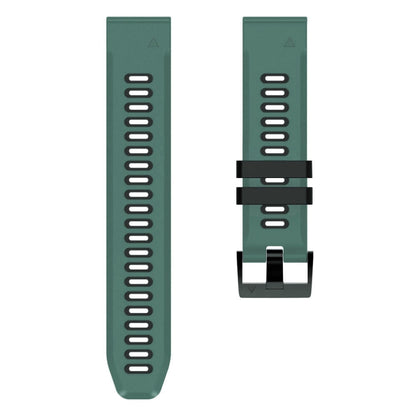 For Garmin Descent MK2i 26mm Silicone Sports Two-Color Watch Band(Amy Green+Black) - Watch Bands by buy2fix | Online Shopping UK | buy2fix