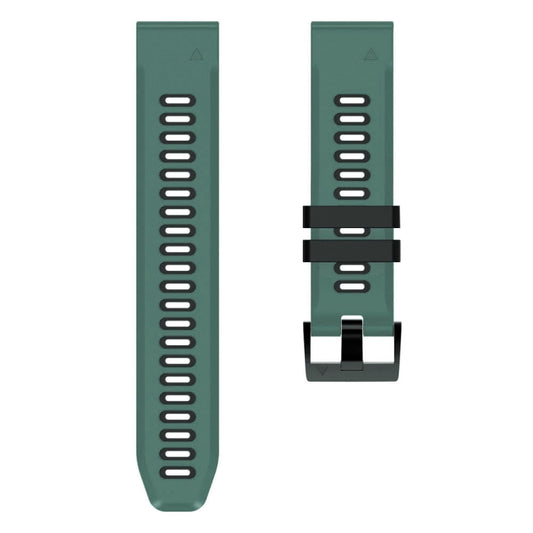 For Garmin Descent MK2i 26mm Silicone Sports Two-Color Watch Band(Amy Green+Black) - Watch Bands by buy2fix | Online Shopping UK | buy2fix