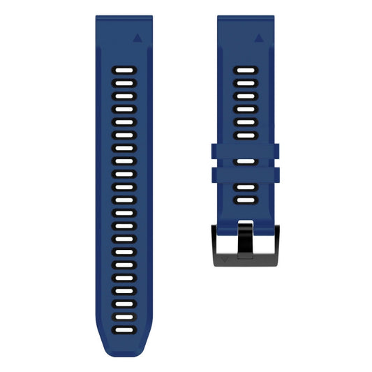 For Garmin Fenix 7 22mm Silicone Sports Two-Color Watch Band(Midnight Blue+Black) - Watch Bands by buy2fix | Online Shopping UK | buy2fix