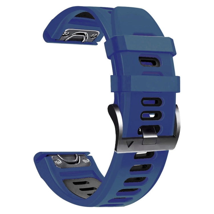 For Garmin Fenix 7 22mm Silicone Sports Two-Color Watch Band(Midnight Blue+Black) - Watch Bands by buy2fix | Online Shopping UK | buy2fix