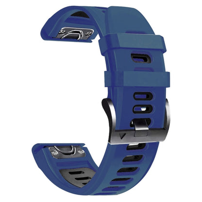For Garmin Fenix 7 22mm Silicone Sports Two-Color Watch Band(Midnight Blue+Black) - Watch Bands by buy2fix | Online Shopping UK | buy2fix