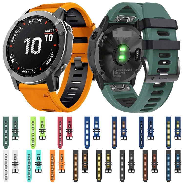 For Garmin Fenix 7 22mm Silicone Sports Two-Color Watch Band(Midnight Blue+Black) - Watch Bands by buy2fix | Online Shopping UK | buy2fix