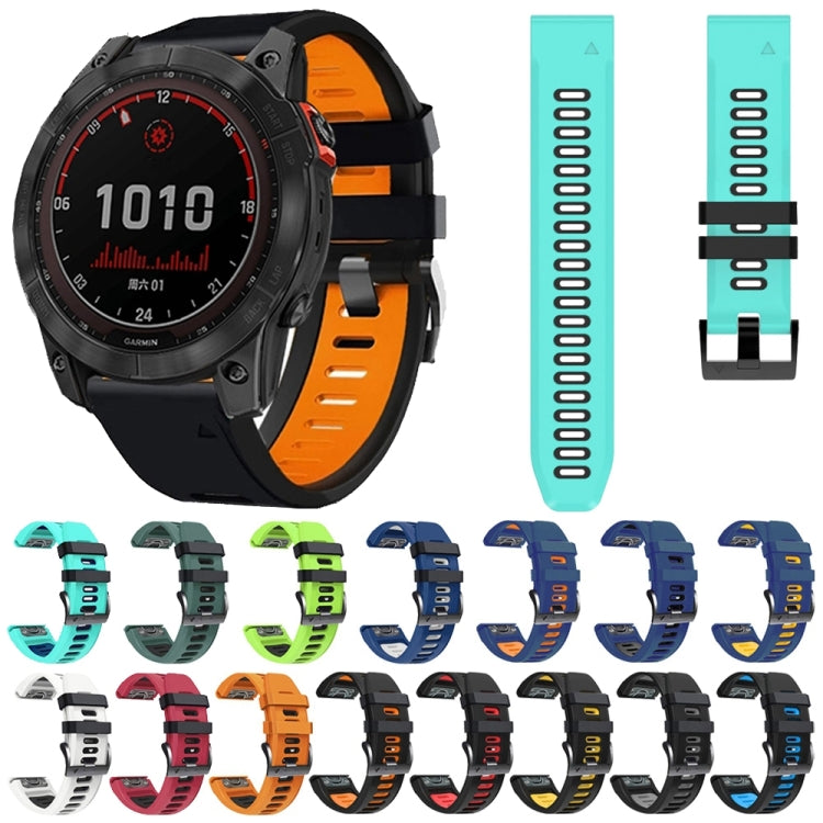 For Garmin EPIX Gen2 22mm Silicone Sports Two-Color Watch Band(Orange+Black) by buy2fix