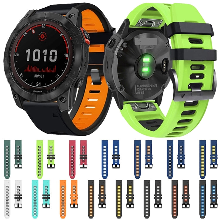 For Garmin Instinct 2 22mm Silicone Sports Two-Color Watch Band(Orange+Black) - Watch Bands by buy2fix | Online Shopping UK | buy2fix