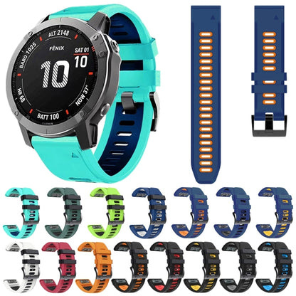 For Garmin Instinct 2 22mm Silicone Sports Two-Color Watch Band(Orange+Black) - Watch Bands by buy2fix | Online Shopping UK | buy2fix