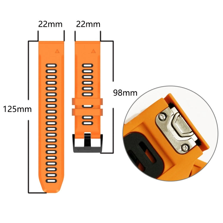 For Garmin Instinct 2 22mm Silicone Sports Two-Color Watch Band(Orange+Black) - Watch Bands by buy2fix | Online Shopping UK | buy2fix