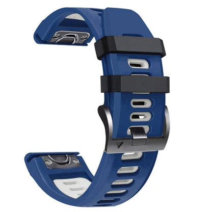 For Garmin Approach S62 22mm Silicone Sports Two-Color Watch Band(Midnight Blue + White) - Watch Bands by buy2fix | Online Shopping UK | buy2fix