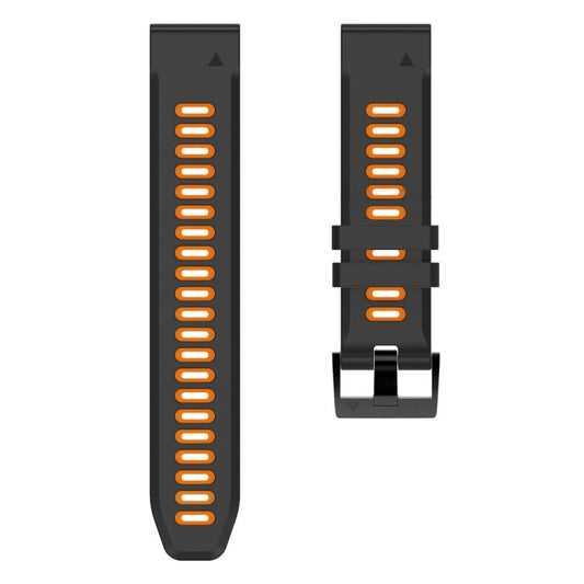 For Garmin Fenix 6 Pro 22mm Silicone Sports Two-Color Watch Band(Black+Orange) - Watch Bands by buy2fix | Online Shopping UK | buy2fix