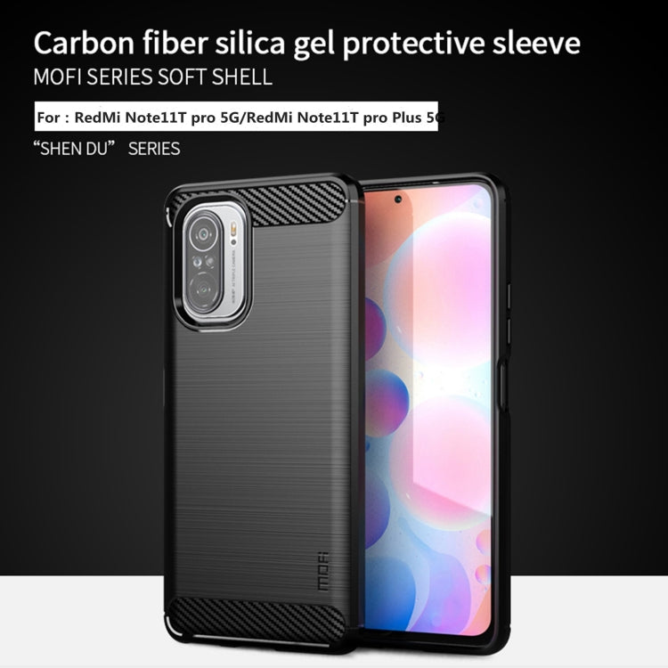 For Xiaomi Redmi Note 11T Pro 5G / 11T Pro Plus 5G MOFI Gentleness Series Brushed Texture Carbon Fiber Soft TPU Case(Red) -  by MOFI | Online Shopping UK | buy2fix