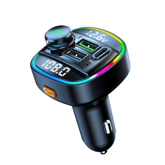 C22 Car Bluetooth 5.0 FM Transmitter LED Light Voltage Display QC 3.0 PD Charger - Bluetooth Car Kits by buy2fix | Online Shopping UK | buy2fix
