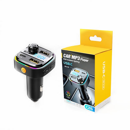 C26 Car Bluetooth Transmitter Handsfree Audio Player Dual USB Car Charger - Bluetooth Car Kits by buy2fix | Online Shopping UK | buy2fix
