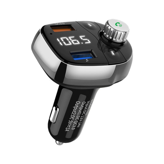 T62 Dual USB QC 3.0 Fast  Charger Bluetooth 5.0 Adapter MP3 Player Handsfree Car Kit FM Transmitter - Bluetooth Car Kits by buy2fix | Online Shopping UK | buy2fix