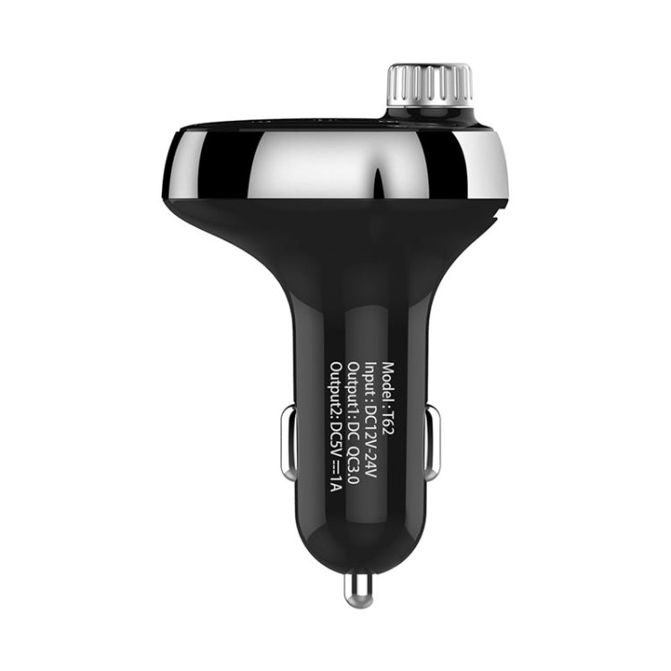 T62 Dual USB QC 3.0 Fast  Charger Bluetooth 5.0 Adapter MP3 Player Handsfree Car Kit FM Transmitter - Bluetooth Car Kits by buy2fix | Online Shopping UK | buy2fix