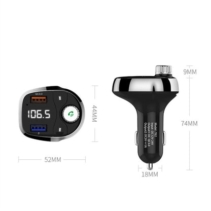 T62 Dual USB QC 3.0 Fast  Charger Bluetooth 5.0 Adapter MP3 Player Handsfree Car Kit FM Transmitter - Bluetooth Car Kits by buy2fix | Online Shopping UK | buy2fix