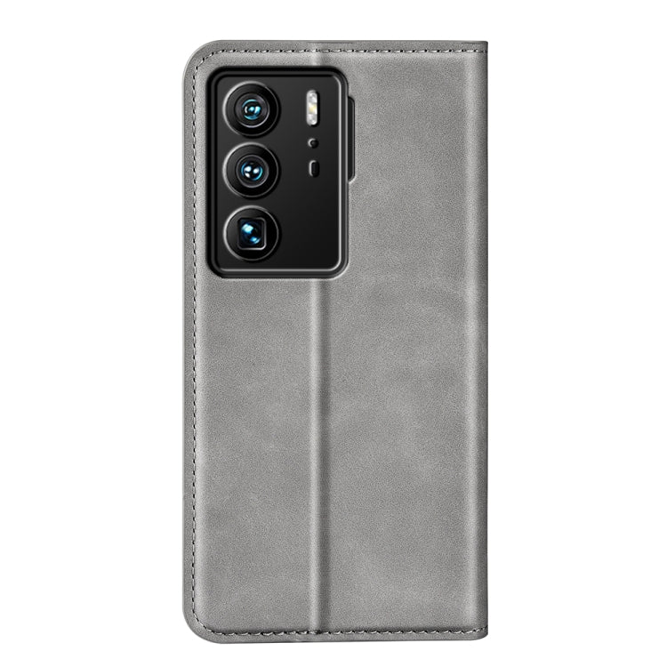 For ZTE Axon 40 Ultra Retro-skin  Magnetic Suction Leather Phone Case(Grey) - ZTE Cases by buy2fix | Online Shopping UK | buy2fix