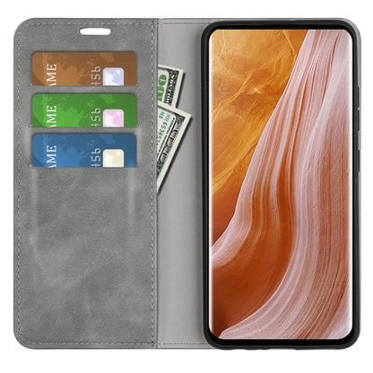 For ZTE Axon 40 Ultra Retro-skin  Magnetic Suction Leather Phone Case(Grey) - ZTE Cases by buy2fix | Online Shopping UK | buy2fix