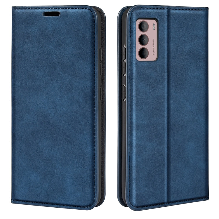 For Motorola Moto G42 Retro-skin Magnetic Suction Leather Phone Case(Dark Blue) - Motorola Cases by buy2fix | Online Shopping UK | buy2fix