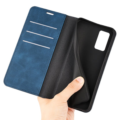 For Motorola Moto G42 Retro-skin Magnetic Suction Leather Phone Case(Dark Blue) - Motorola Cases by buy2fix | Online Shopping UK | buy2fix