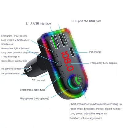 F12 Universal Dual USB Car Charger with FM Transmitter Bluetooth Car MP3 Player - Bluetooth Car Kits by buy2fix | Online Shopping UK | buy2fix