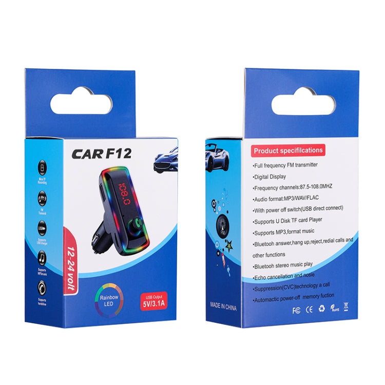 F12 Universal Dual USB Car Charger with FM Transmitter Bluetooth Car MP3 Player - Bluetooth Car Kits by buy2fix | Online Shopping UK | buy2fix