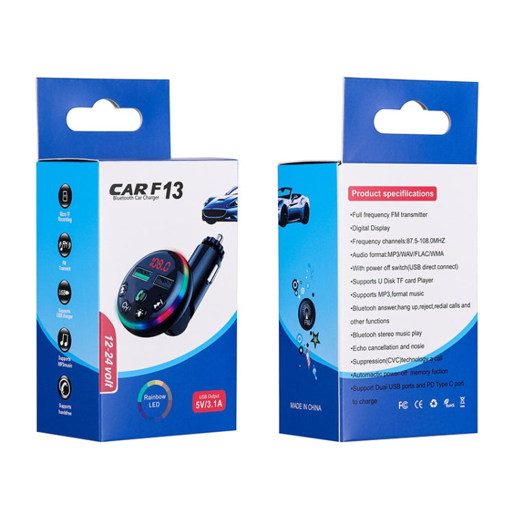 F13 Car Smartphone Charger Hands Free Calling 5.0 Bluetooth-MP3 Player Car Wireless FM Transmitter - Bluetooth Car Kits by buy2fix | Online Shopping UK | buy2fix