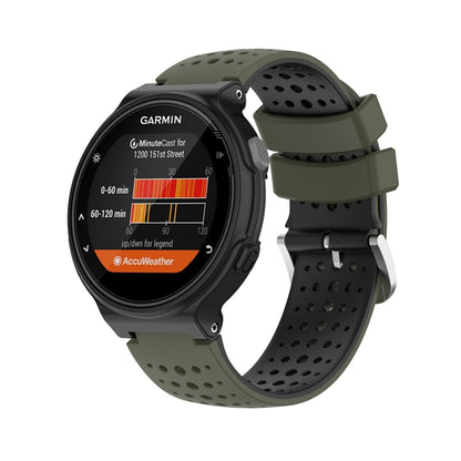 For Garmin Forerunner 630 Silicone Sports Two-Color Watch Band(Amygreen+Black) - Watch Bands by buy2fix | Online Shopping UK | buy2fix