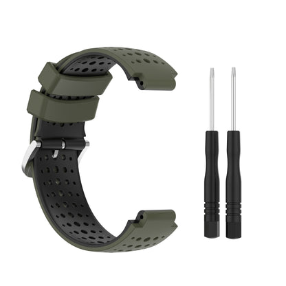 For Garmin Forerunner 630 Silicone Sports Two-Color Watch Band(Amygreen+Black) - Watch Bands by buy2fix | Online Shopping UK | buy2fix