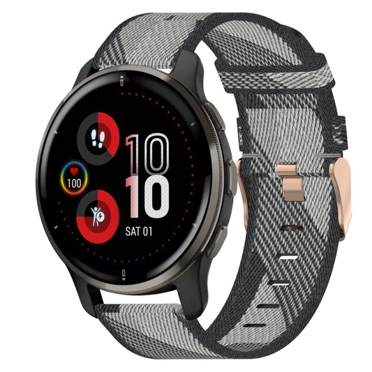 For Garmin Venu 2 Plus 20mm Nylon Woven Watch Band(Grey) - Watch Bands by buy2fix | Online Shopping UK | buy2fix