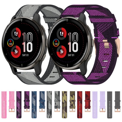 For Garmin Venu 2 Plus 20mm Nylon Woven Watch Band(Dark Grey) - Watch Bands by buy2fix | Online Shopping UK | buy2fix