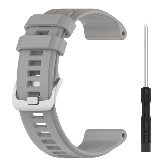 For Garmin Instinct 22mm Solid Color Silicone Watch Band(Grey) - Watch Bands by buy2fix | Online Shopping UK | buy2fix