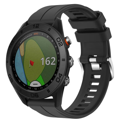 For Garmin Approach S60 22mm Solid Color Silicone Watch Band(Black) - Watch Bands by buy2fix | Online Shopping UK | buy2fix