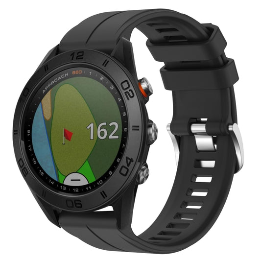 For Garmin Approach S60 22mm Solid Color Silicone Watch Band(Black) - Watch Bands by buy2fix | Online Shopping UK | buy2fix
