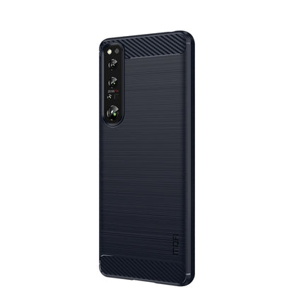 For Sony Xperia 1 IV MOFI Gentleness Series Brushed Texture Carbon Fiber Soft TPU Case(Blue) - Sony Cases by MOFI | Online Shopping UK | buy2fix