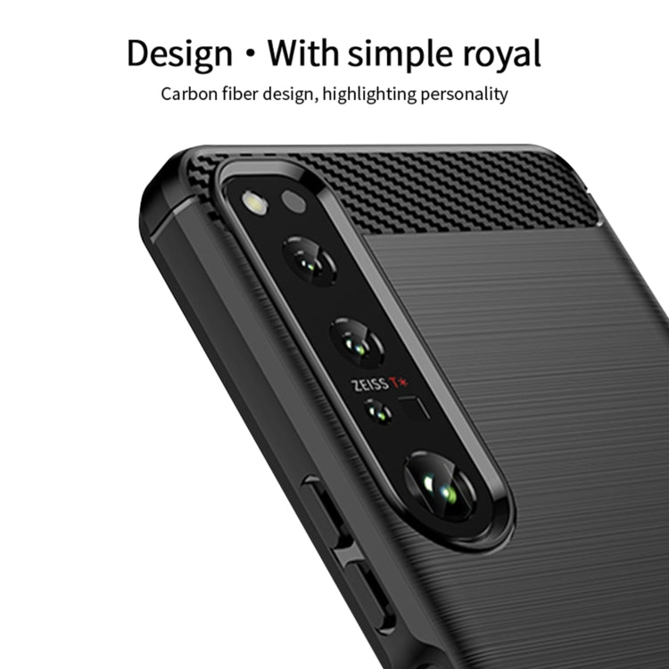 For Sony Xperia 1 IV MOFI Gentleness Series Brushed Texture Carbon Fiber Soft TPU Case(Blue) - Sony Cases by MOFI | Online Shopping UK | buy2fix