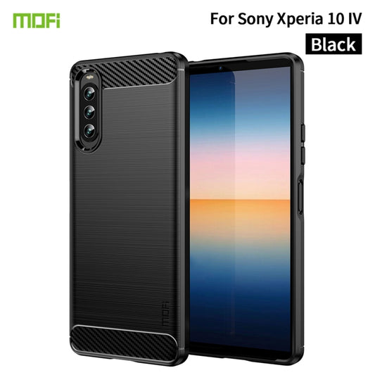 For Sony Xperia 10 IV MOFI Gentleness Series Brushed Texture Carbon Fiber Soft TPU Case(Black) - Sony Cases by MOFI | Online Shopping UK | buy2fix
