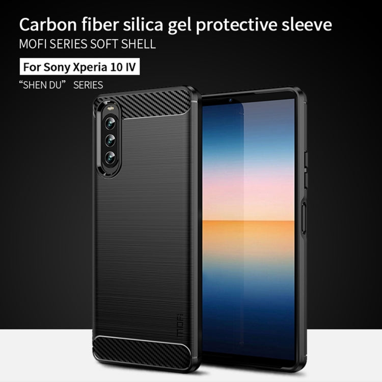 For Sony Xperia 10 IV MOFI Gentleness Series Brushed Texture Carbon Fiber Soft TPU Case(Blue) - Sony Cases by MOFI | Online Shopping UK | buy2fix