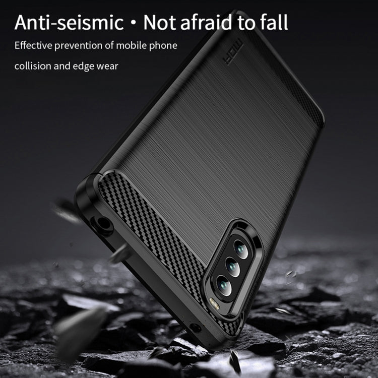 For Sony Xperia 10 IV MOFI Gentleness Series Brushed Texture Carbon Fiber Soft TPU Case(Blue) - Sony Cases by MOFI | Online Shopping UK | buy2fix