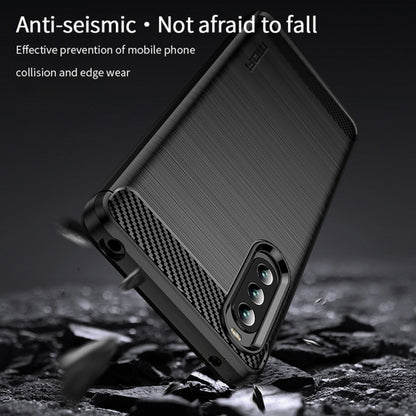 For Sony Xperia 10 IV MOFI Gentleness Series Brushed Texture Carbon Fiber Soft TPU Case(Blue) - Sony Cases by MOFI | Online Shopping UK | buy2fix