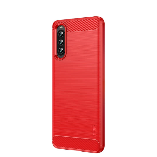 For Sony Xperia 10 IV MOFI Gentleness Series Brushed Texture Carbon Fiber Soft TPU Case(Red) - Sony Cases by MOFI | Online Shopping UK | buy2fix