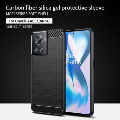 For OnePlus Ace / 10R 5G MOFI Gentleness Series Brushed Texture Carbon Fiber Soft TPU Case(Blue) - OnePlus Cases by MOFI | Online Shopping UK | buy2fix