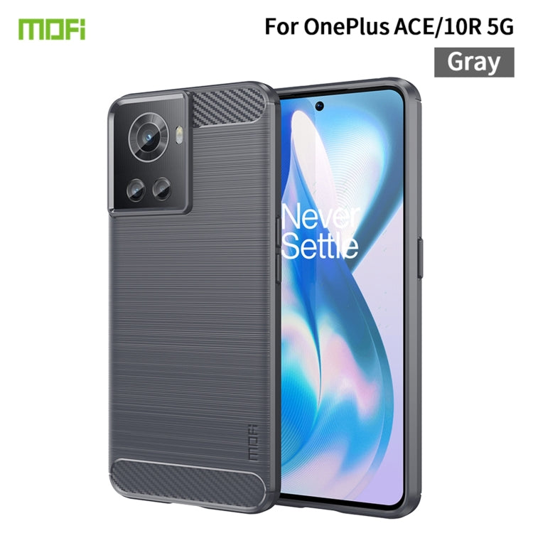 For OnePlus Ace / 10R 5G MOFI Gentleness Series Brushed Texture Carbon Fiber Soft TPU Case(Gray) - OnePlus Cases by MOFI | Online Shopping UK | buy2fix